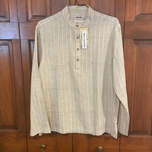 Febindia Men’s Beige Patterned Comfort Fit Shirt. Size M. Retail $55 NWT.